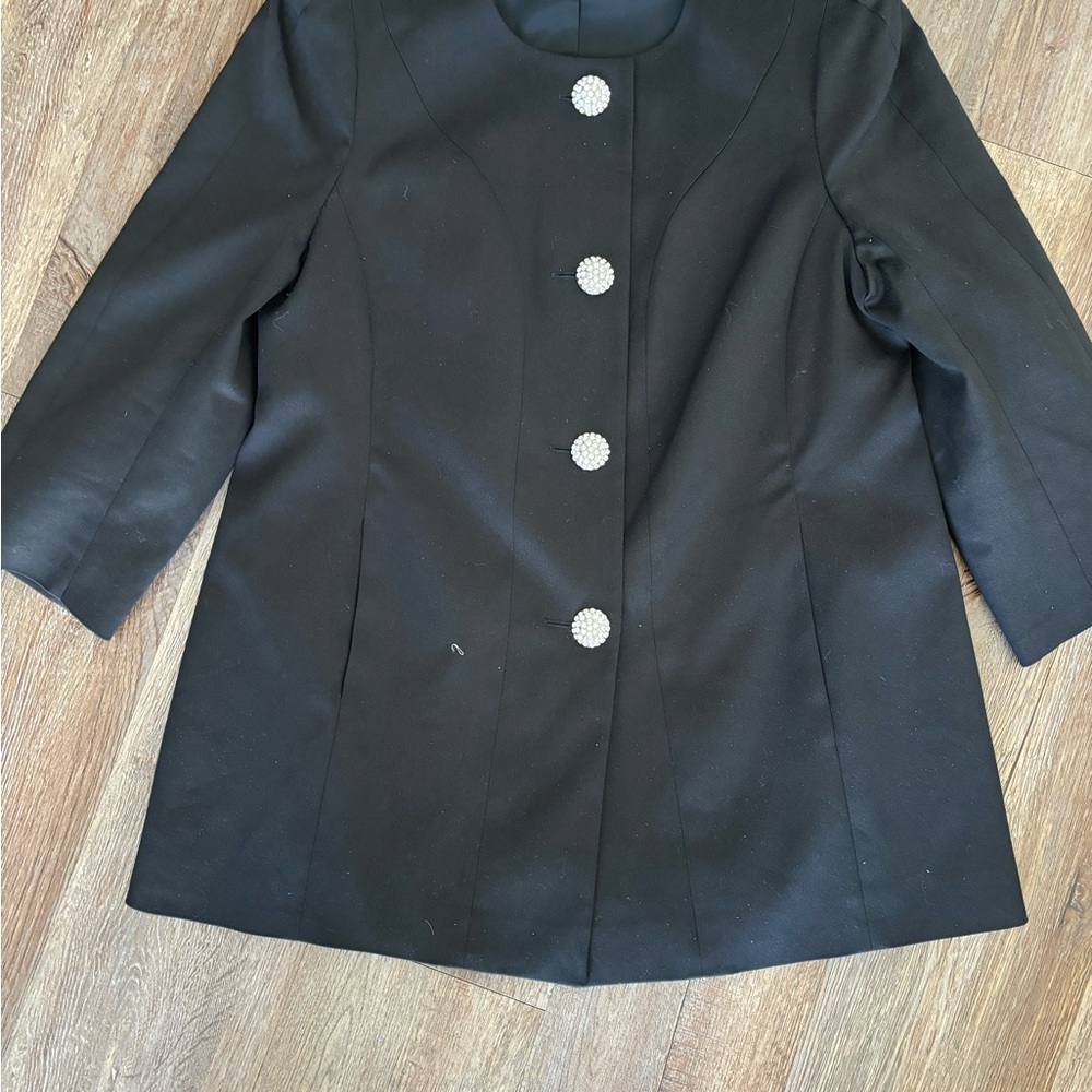 Paris Custom Made Elegant Black Women's Coat with Diamond Buttons